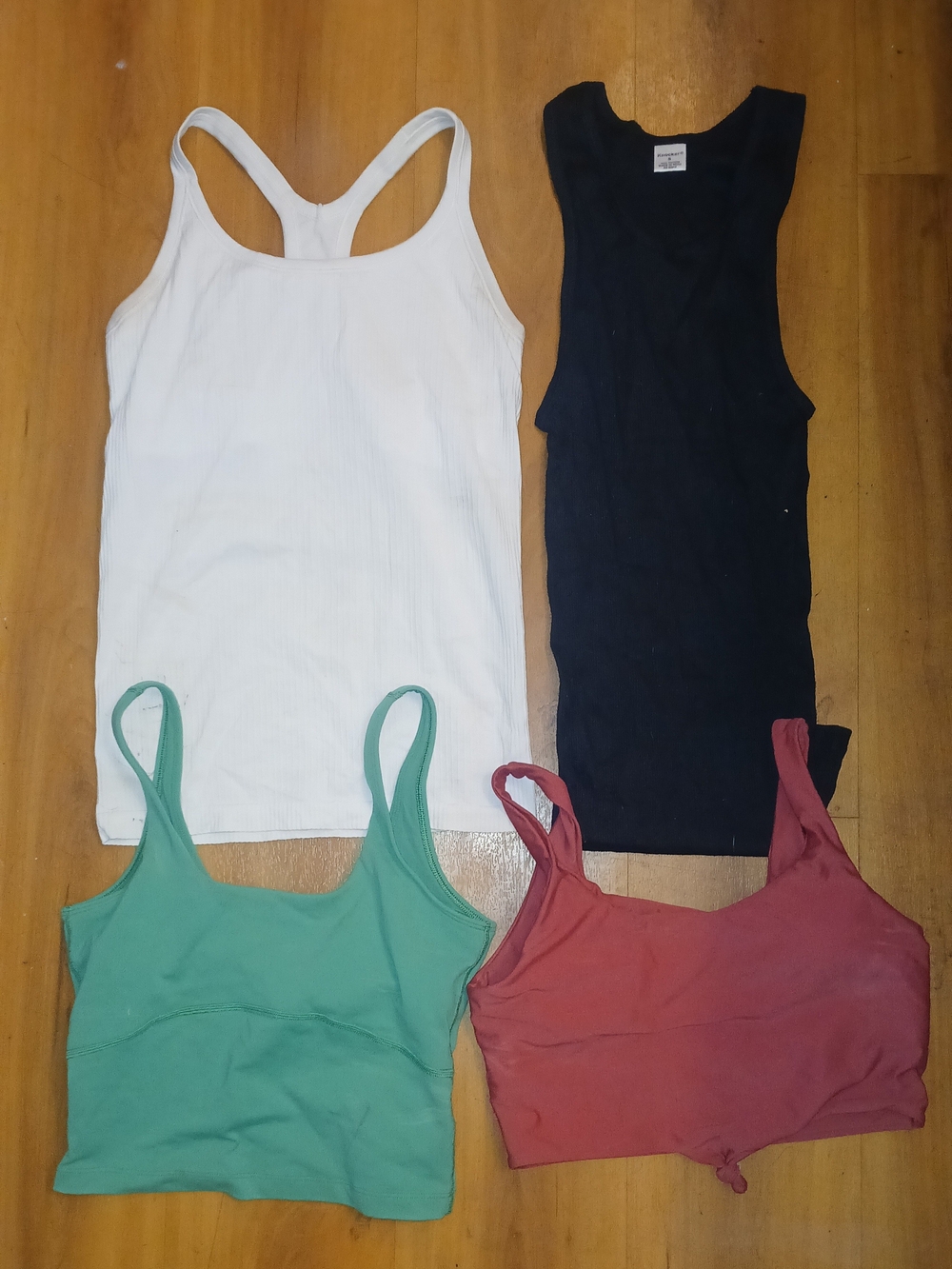 Four Women's Tank Tops - White, Black, Green, Rust And Long Sleeve 10 Items